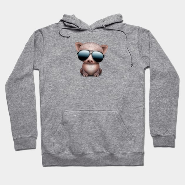 Baby Pig Wearing Sunglasses Hoodie by jeffbartels